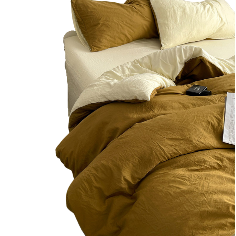 铭思沃床单款三件套1.2m床 黄 套高清大图