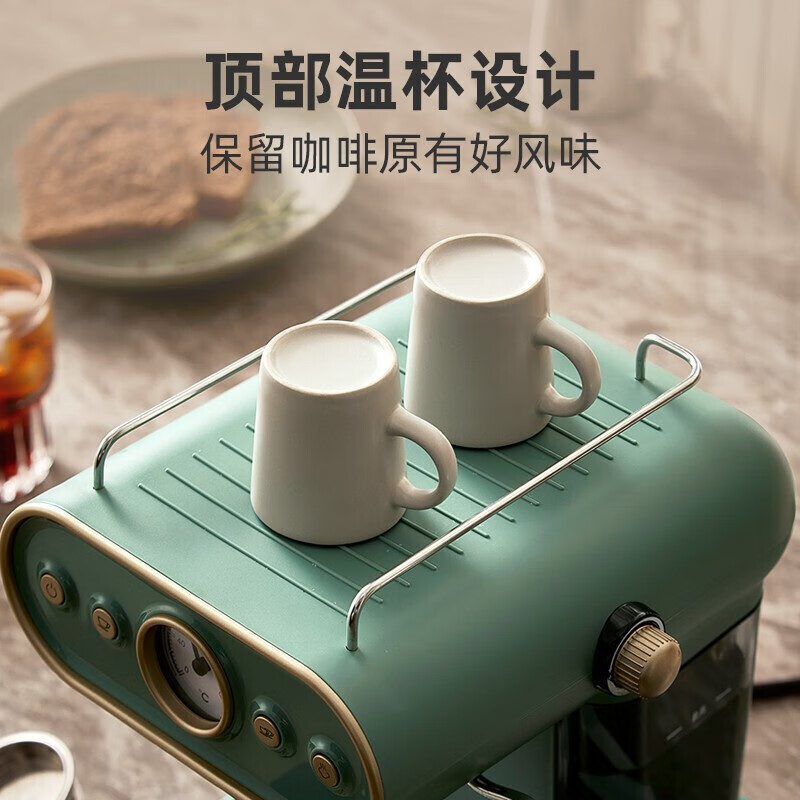 摩飞电器(MORPHY RICHARDS)咖啡机家用复古意式可打奶泡1.2升大容量水箱KFJ-B12X1高清大图