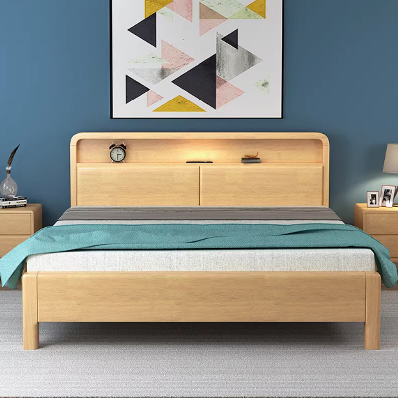 圣德列实木床带灯硬靠床TM-909# 1000*400*2000mm高清大图