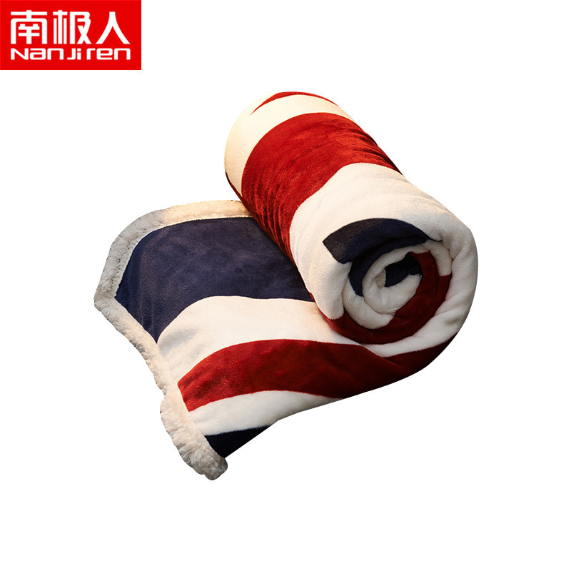 南极人(NanJiren)家纺 加厚保暖法莱绒羊羔绒双层双面毛毯绒毯子 床上用品秋冬印花盖毯柔软厚实午睡毯绒面其它