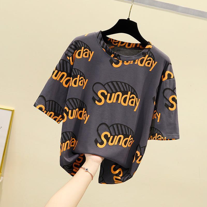 新依界 Xin Yi Jie 女士t恤新依界纯棉短袖女2021年夏季上衣流行洋气港风宽松英文 字母印花半袖t恤 价格图片品牌报价 苏宁易购众望达服饰鞋帽专营店