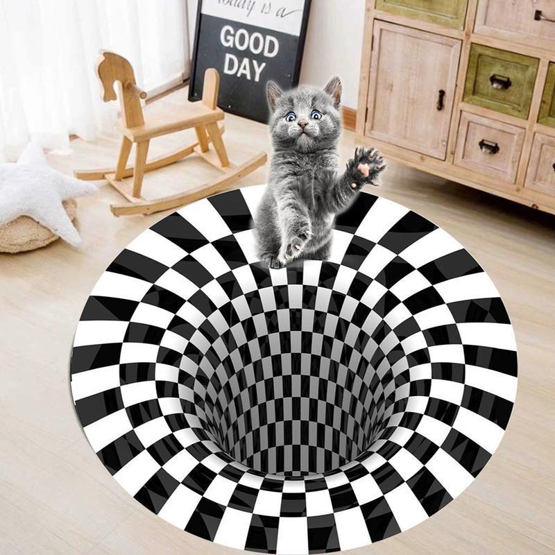 款式三:3D眩晕地毯-编号3D-3 直径40 X 40 厘米[偏小- 养狗神器逗猫神器3D眩晕地毯旋涡陷阱地垫立体错