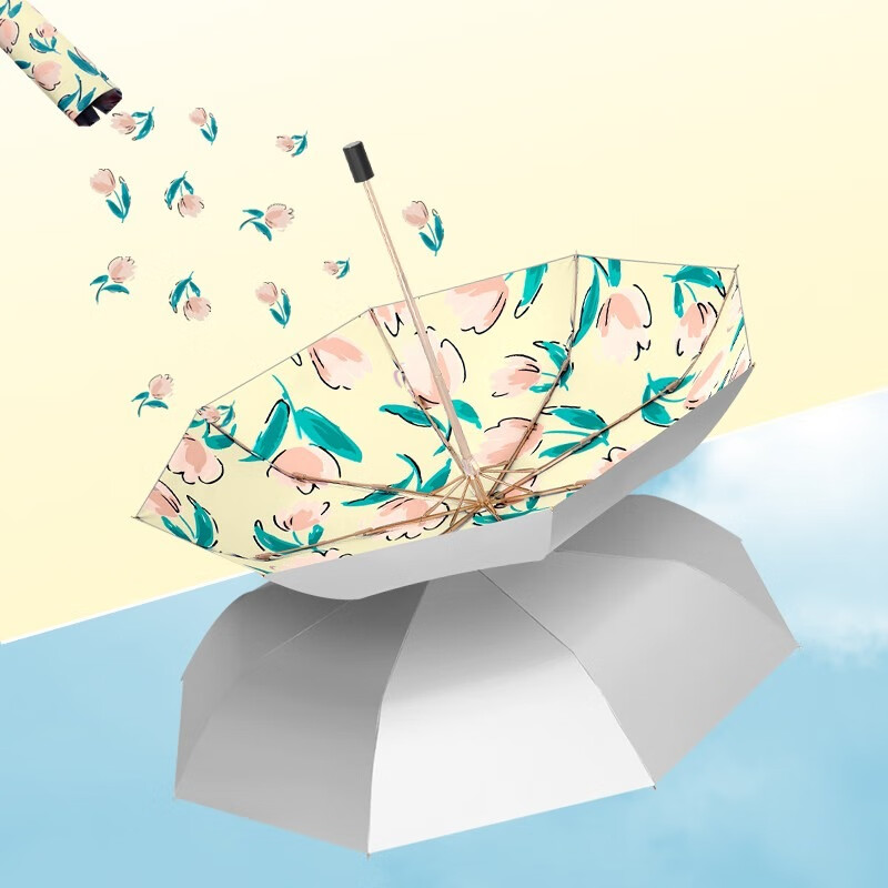 美度(MAYDU)三折钛银胶防晒防紫外线晴雨伞折叠雨伞插画系列太阳伞M3108