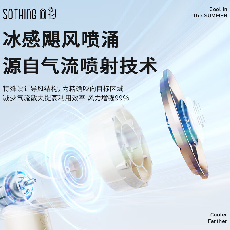 向物(SOTHING)小风扇高速小风炮涡轮无刷电机充电续航8h一键暴风DSHJ-S-2322A数显版深灰高清大图