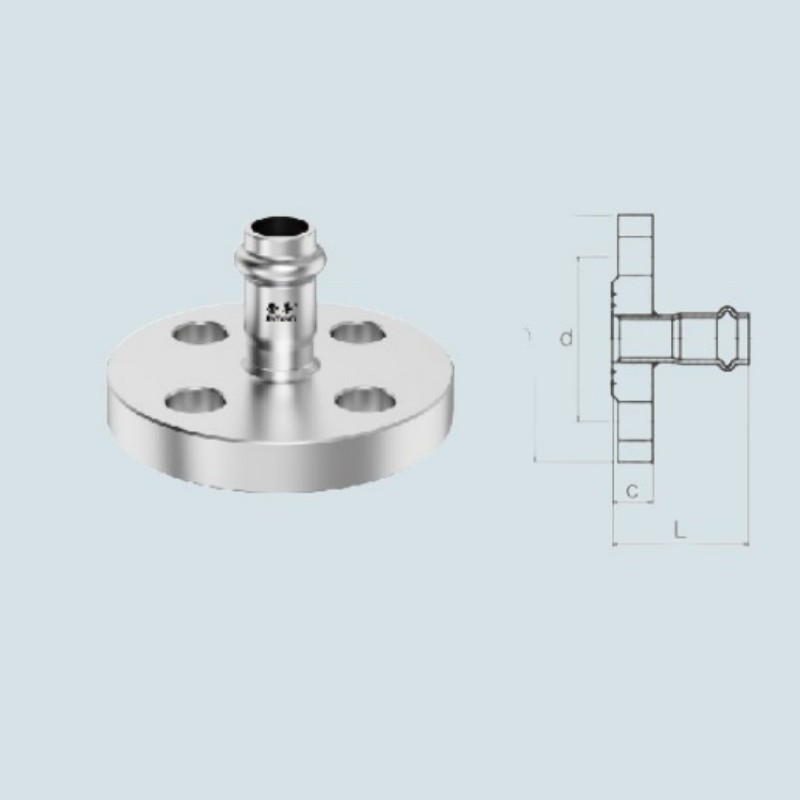 金羊管件 DN100 304双卡压式法兰接头 只高清大图