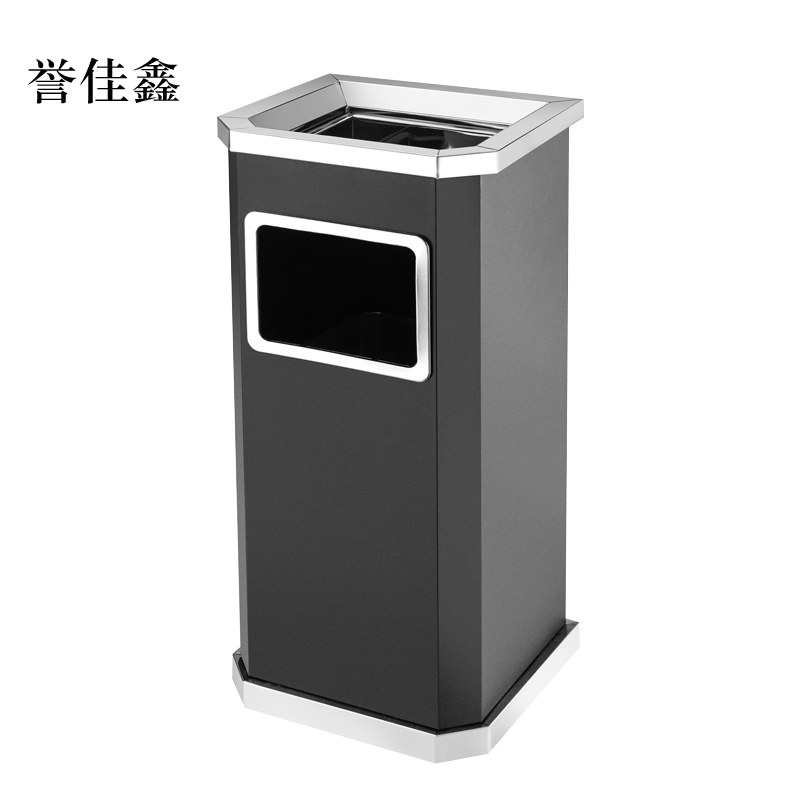 誉佳鑫不锈钢垃圾桶烟蒂柱灭烟桶带烟灰缸室外电梯口立式黑色靠墙氏侧开口
