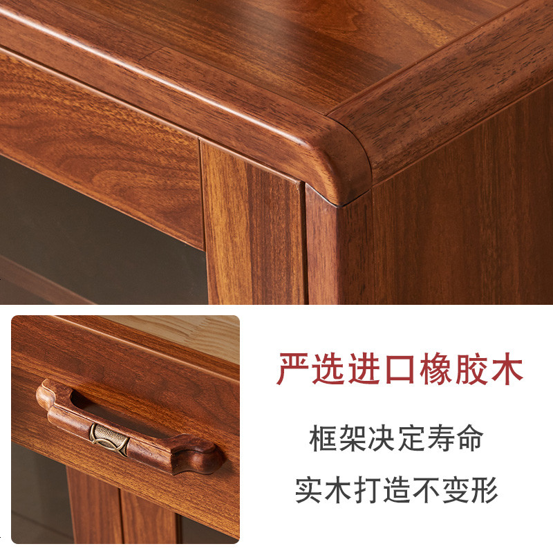 中式餐边柜现代简约实木餐厅茶水柜多功能碗橱酒柜厨房柜子储物柜高清大图