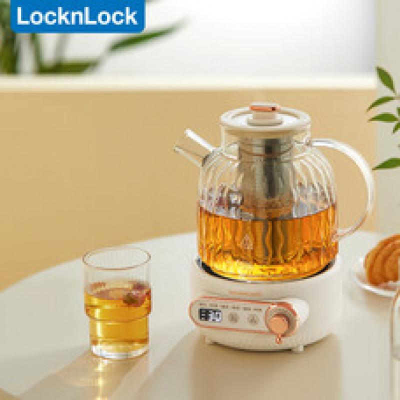 乐扣乐扣 全玻璃养生壶恒温壶煮茶器办公室恒温家用花茶壶烧水壶88屏电热水壶 升级款白色(带茶漏)1L