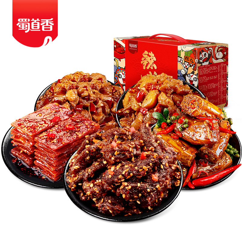 蜀道香 辣喊·雄起500g(天椒麻辣牛肉 麻辣猪肉脯 香辣辣子鸡 麻辣鸭脖 香辣冷吃兔)