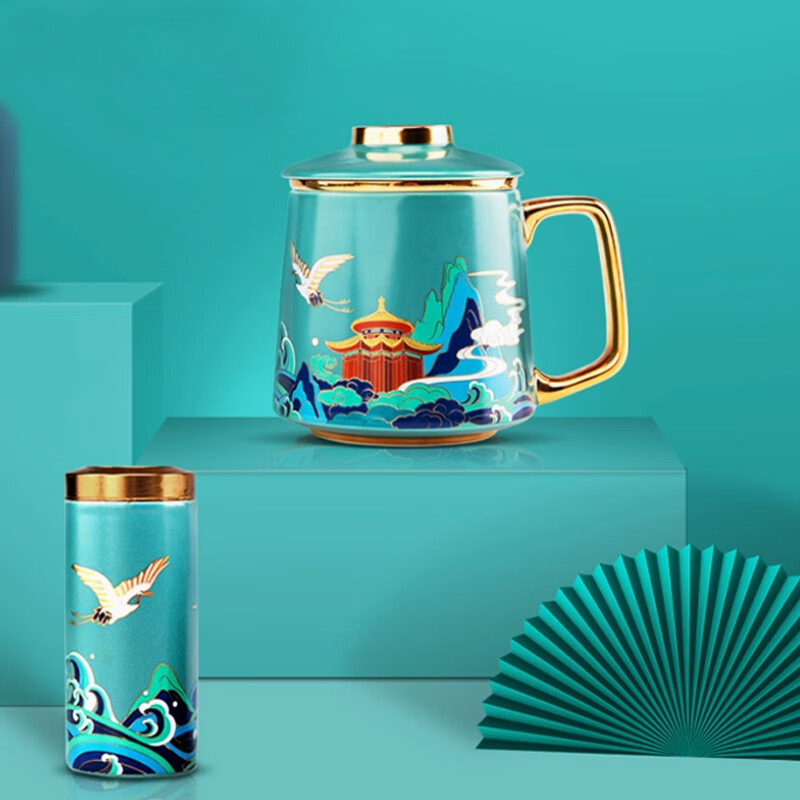 奉旨 鹿鹤同春茶滤杯茶具礼盒套装 116mmX100mm 100mmX45mm (单位:套)高清大图