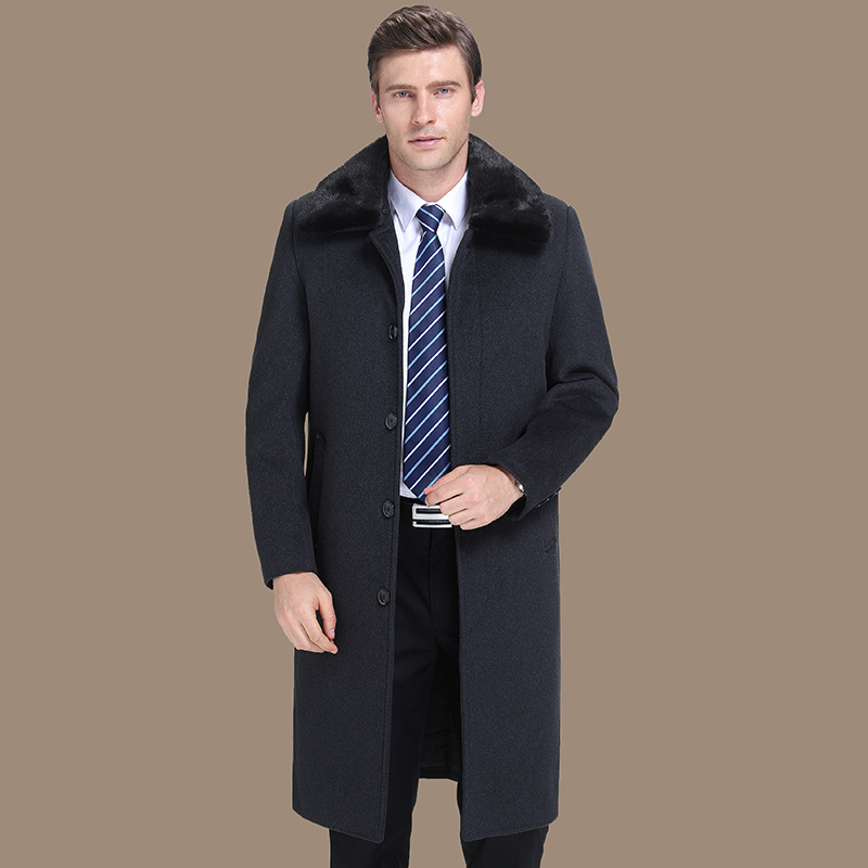 lidenamani利登阿玛尼男士羊毛呢子大衣男新款中年长款加绒厚款羊绒毛