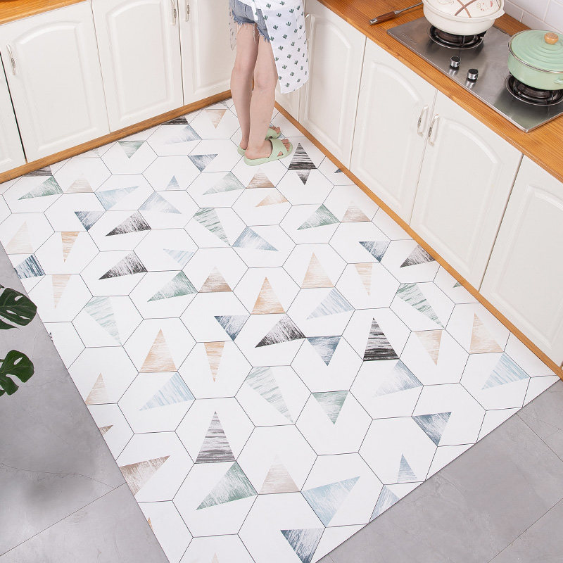 【】厨房地垫满铺耐脏地垫脚垫子可擦入户口进垫新品 浮光掠影 120*180cm(防水防油可自由裁剪）