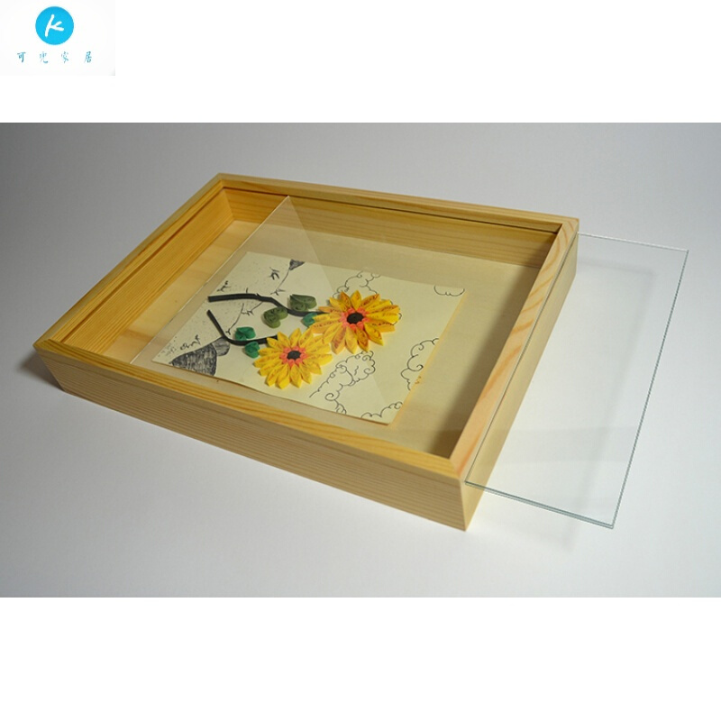 18新款A4立体相框实木加厚装饰画框滴胶标本衍纸永生花框玻璃框原木色