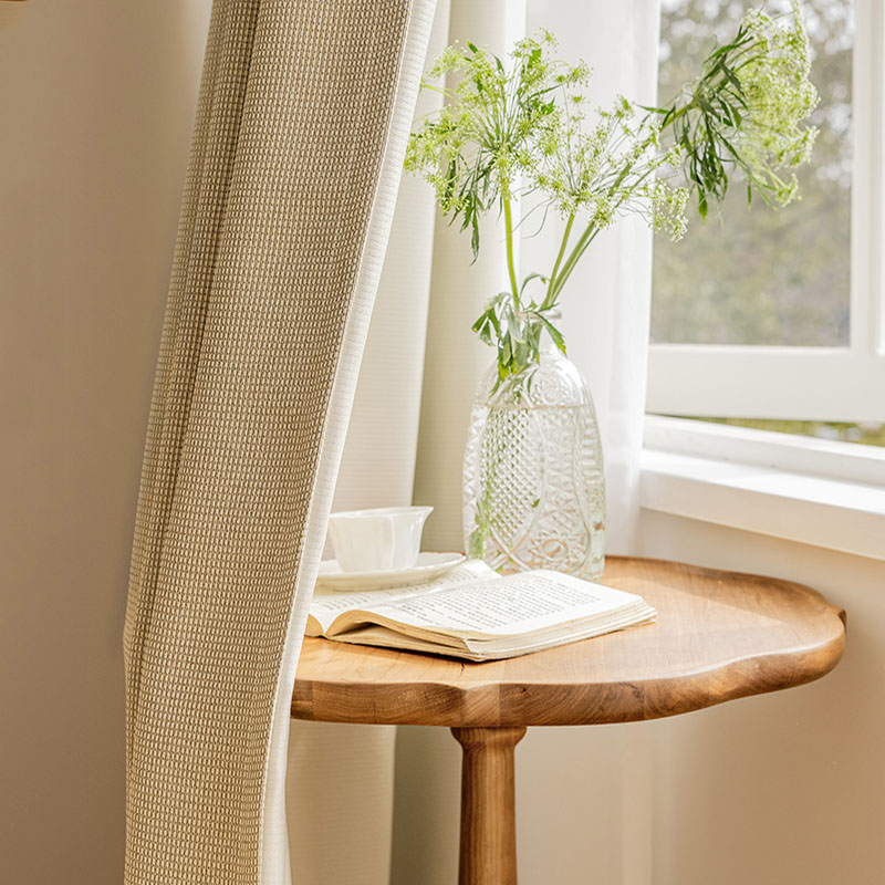 京城派 遮光窗帘北欧简约现代挂钩涤麻窗帘打孔窗帘法式飘窗客厅帘子遮阳布拼色儿童房奶油风窗帘轻奢卧室挂钩纯色窗帘高清大图