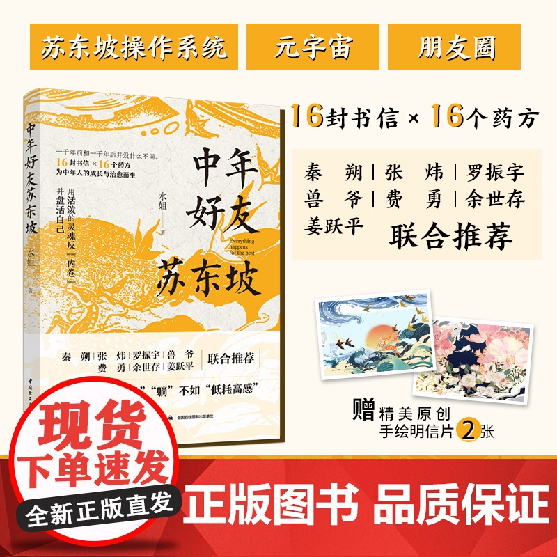 社科文学-中年好友苏东坡 水姐著 16封书信×16个药方 用活泼的灵魂反内卷 秦朔张炜罗振宇兽爷费勇余世存姜跃平联合高清大图