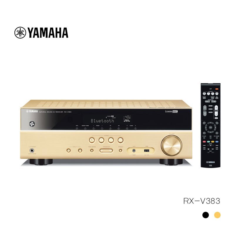 Yamaha/雅马哈 RX-V383 数字5.1家庭影院功放大功率蓝牙 USB收音 金色