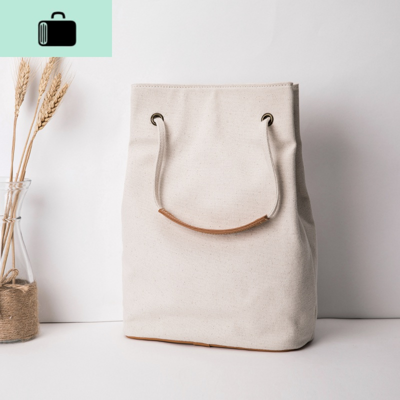 白色帆布包女单肩文艺小清新水桶单肩包简约布包newlake女士单肩包