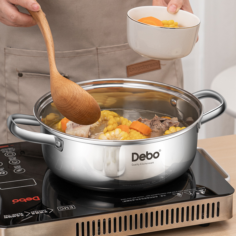 德铂(Debo) 凯奇不锈钢锅汤 汤锅电磁炉燃气通用锅 26cm DEP-DZ080