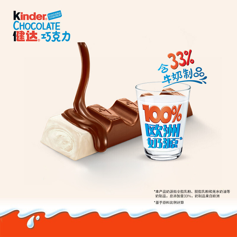 健达(Kinder)牛奶巧克力食品 儿童休闲零食 生日礼物 4条小箱装 T4*20高清大图