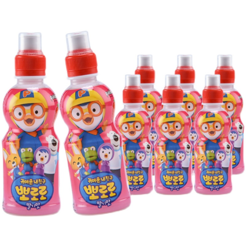 韩国进口 啵乐乐Pororo 儿童果味饮料 草莓味 235ml *6 瓶装