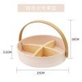 创意日式手提零食干果收纳盒陶瓷客厅家用分格水果篮点心糖果盒 手提果篮-粉色大号