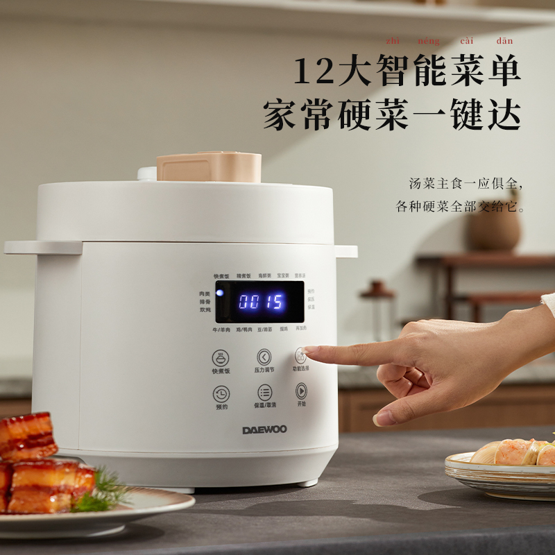 大宇(DAEWOO)电压力锅 小型一人食电压锅焖煮开盖收汁家用预约智能调压电饭煲汤锅火锅迷你3L高压锅PC01-NTB