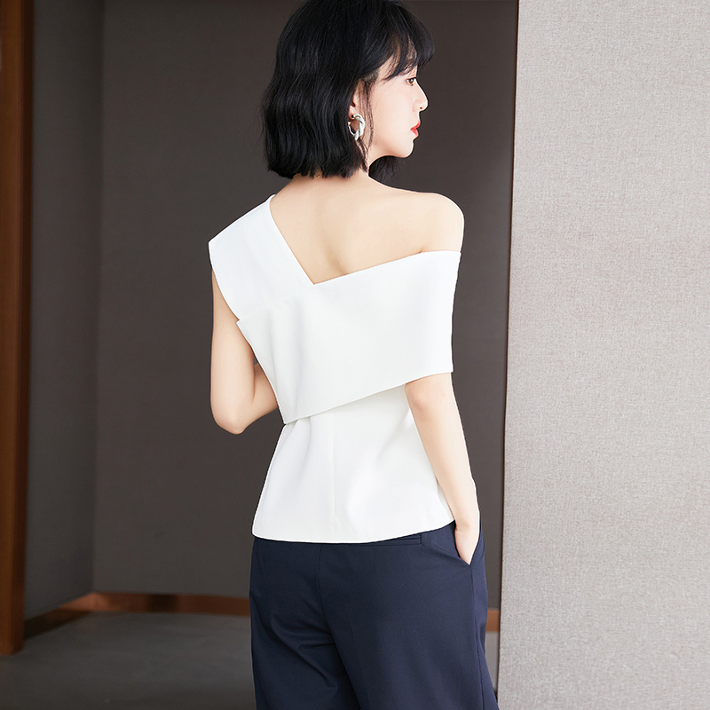 斯尔丽短袖女夏季短装上衣设计感女小众卡腰小衫短款洋气漏肩t恤