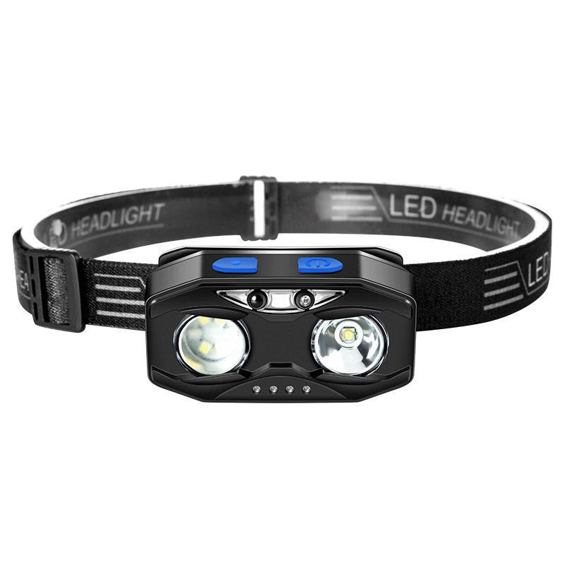 超亮led感应头灯强光可充电头戴式远射户外夜钓鱼氙气迷你小头灯黑色