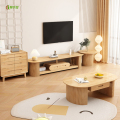 冀华美北欧全实木茶几电视柜组合家用客厅橡胶木茶桌现代简约 原木色 两抽电视柜 1800*400*450mm