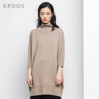 ERDOS 纯色半高领宽松七分袖纯羊绒女针织衫