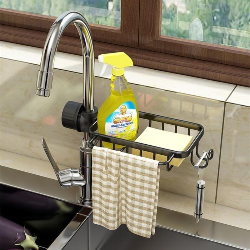 厨房水龙头置物架洗碗洗菜池水槽架沥水篮海绵刷百洁布抹布收纳架