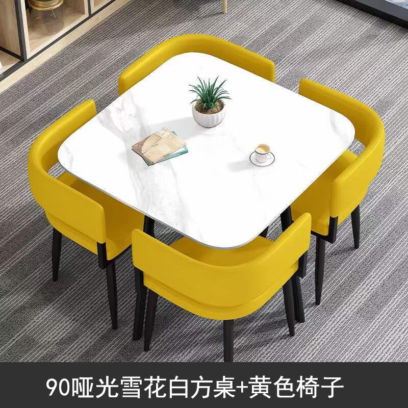 戴劲洽谈桌简约奶茶店桌椅组合休息区谈判桌会客接待桌方桌组合四高清大图