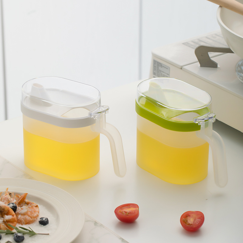 茶花塑料油壶防漏家用装油瓶酱油瓶倒油瓶厨房用品醋壶小油罐[白色]500ML油壶