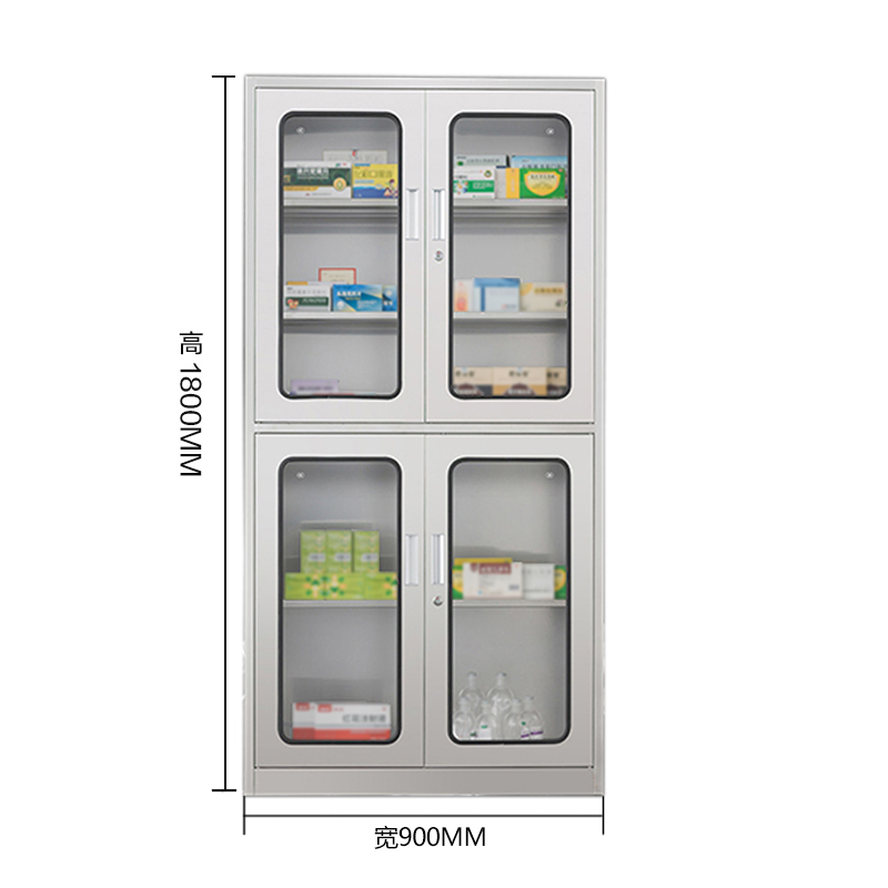 凤凰泾不锈钢柜子储物柜资料柜档案柜带锁文件柜201上下玻文件柜高清大图