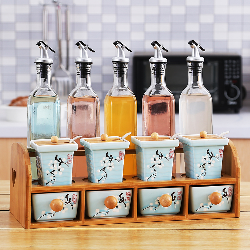陶瓷调料盒套装厨房用品调味罐调味盒油壶油瓶套装调料罐调料瓶调料