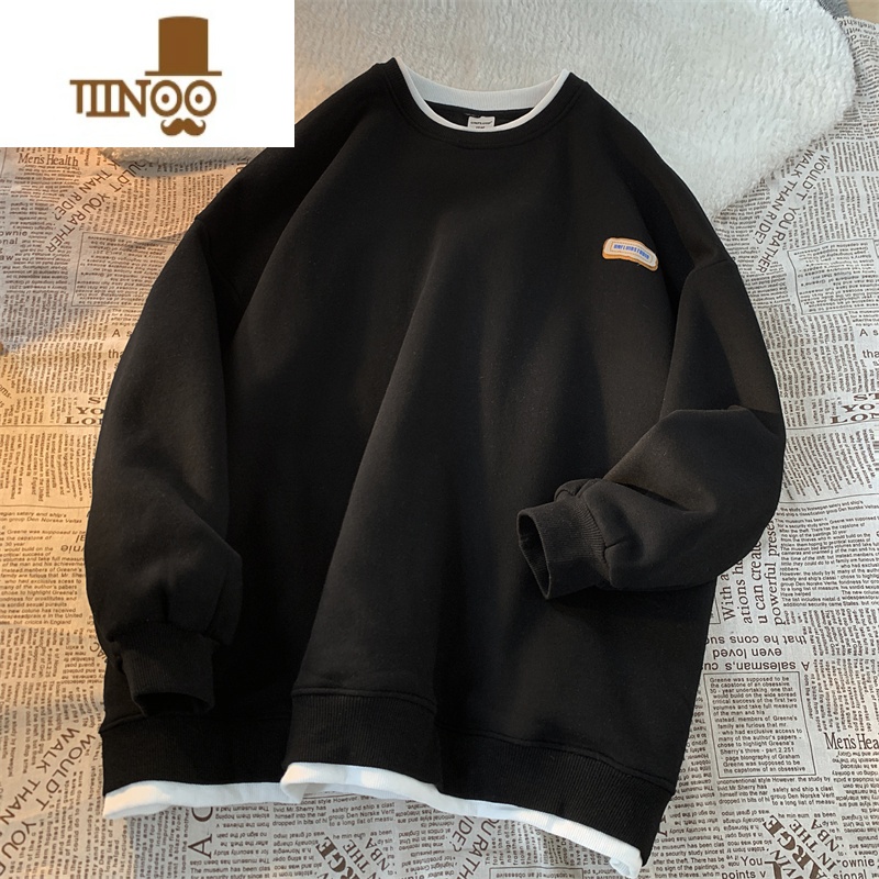 YANXU假圆领卫衣男士2023新款男装vintage潮牌长袖T恤上衣服高清大图