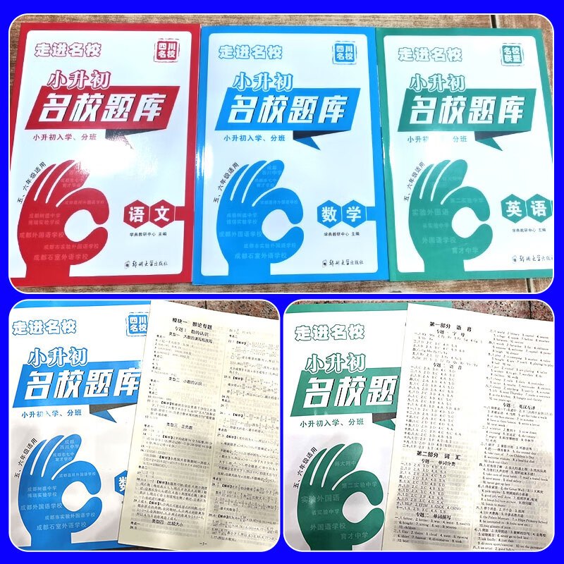 语文数学 [正版]2024版走进名校小升初四川名校题库语文数学英语五六年级 各大名校招生分入学分班卷 期末升学复习考试真