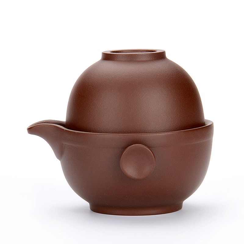 尚帝(shangdi)紫砂快客杯一壶一杯套装紫砂茶具便携旅行功夫茶壶茶杯主人杯组合 原矿云卷朱泥快客杯