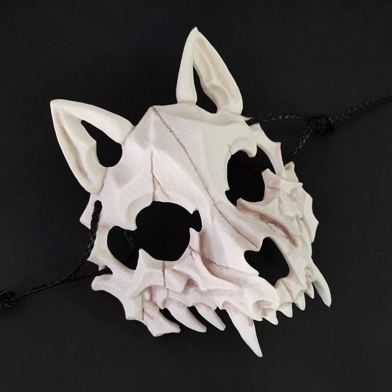 夜叉面具 二次元半脸面罩龙神猛虎天狗夜叉鵺树脂面具演出小道具