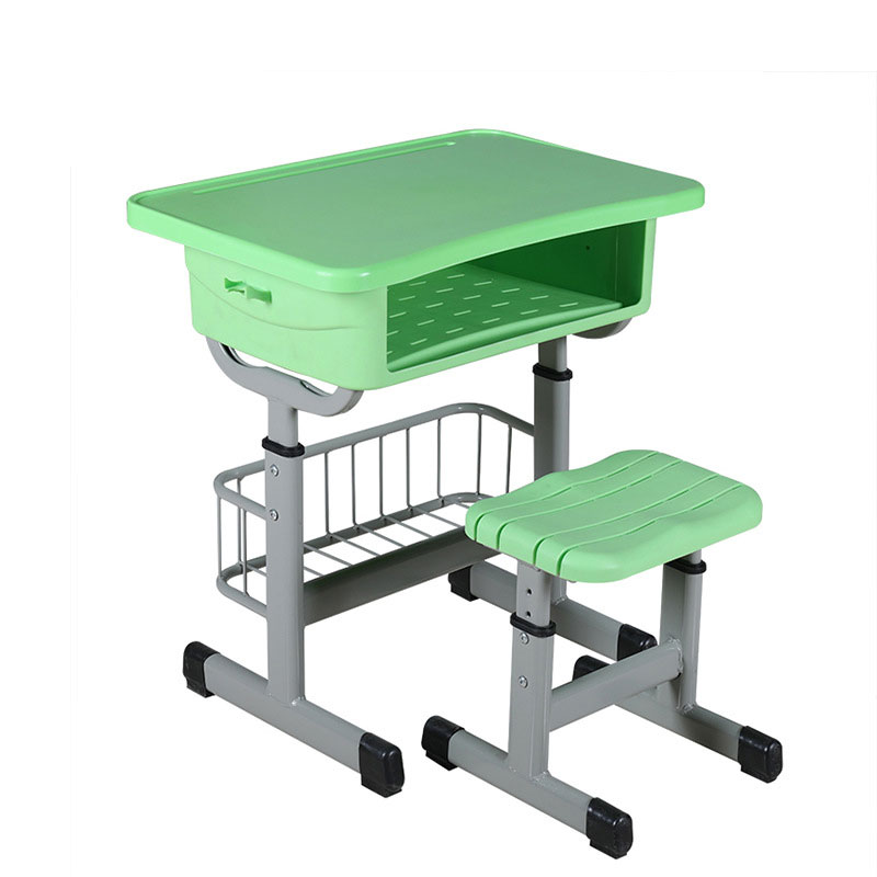 汉诺鑫威中小学生培训补习班学习桌学校写字桌套管升降塑钢课桌椅 带篮套管方凳绿色