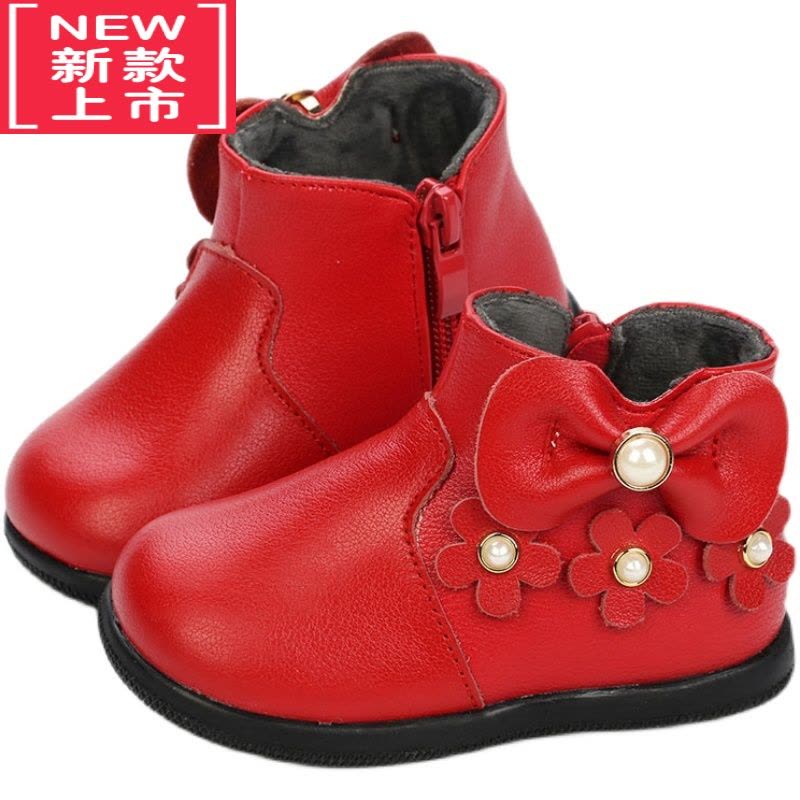 可莉允儿童靴子女宝宝鞋子1-3岁秋冬款女童冬鞋短靴公主加绒小皮鞋2图片