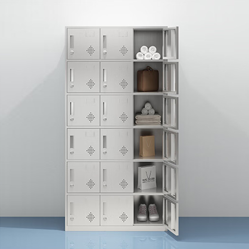 缑氏不锈钢更衣柜员工衣柜储物柜更衣室储物柜304十八门储物柜高清大图