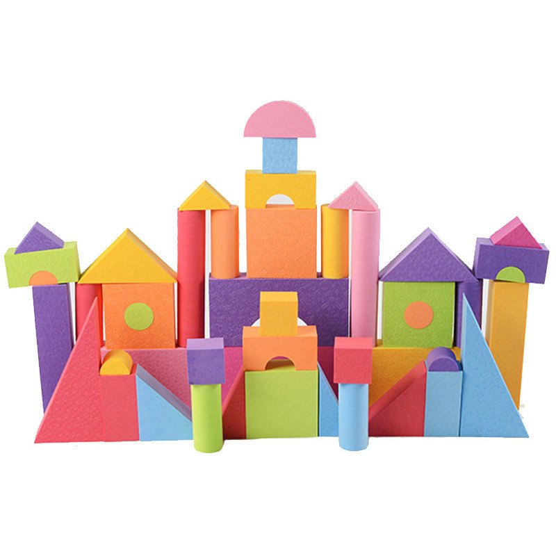 婴儿可啃咬拼装超大幼儿园泡沫砖头大型007压花款48块积木7cm厚度视频