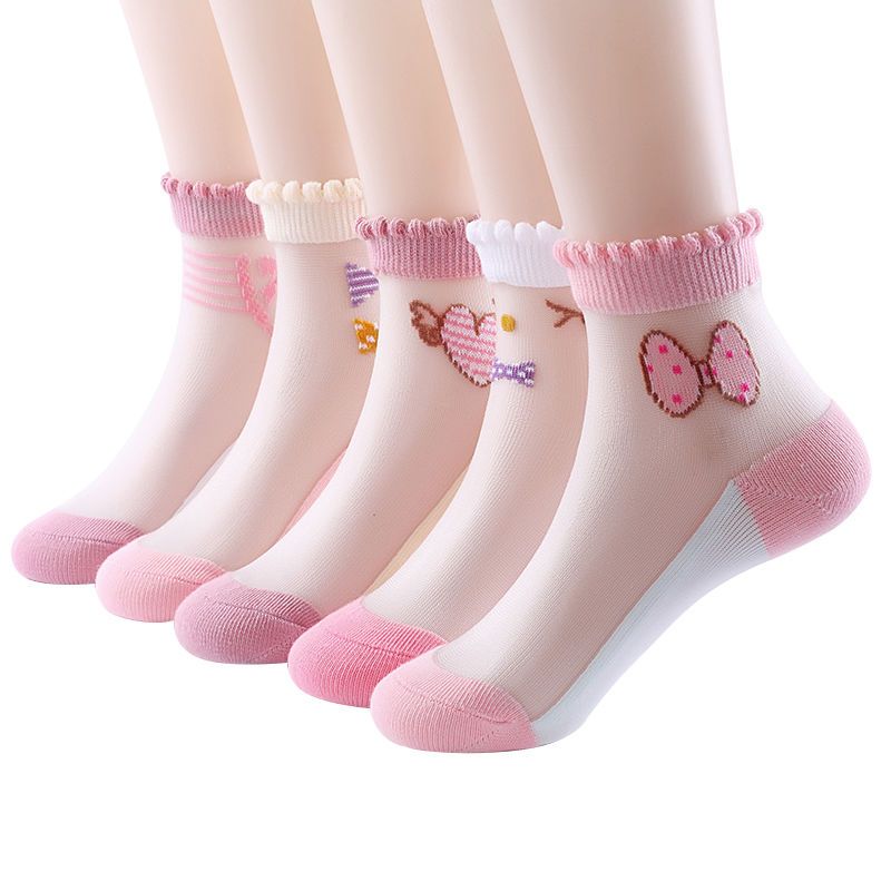 夏季冰丝袜女童袜子薄款儿童女孩学生网眼短袜宝宝春夏超薄水晶袜