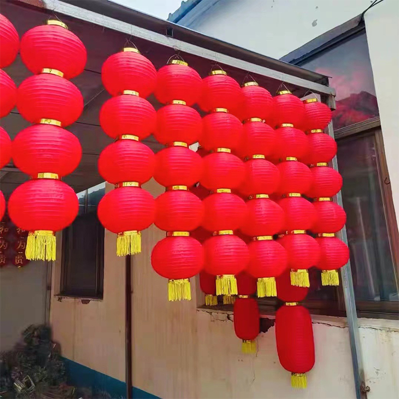 灯笼串户外折叠连串灯笼 圆16寸[优质百福]2连串高清大图