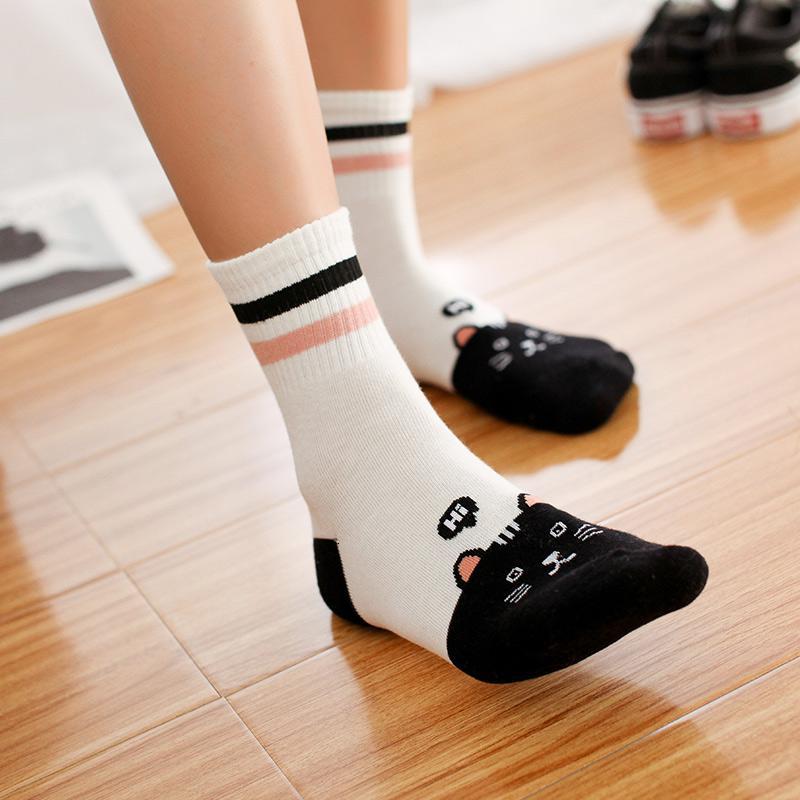 秋冬款棉袜袜子女士中筒袜韩版学院风日系可爱韩国潮冬季卡通女袜
