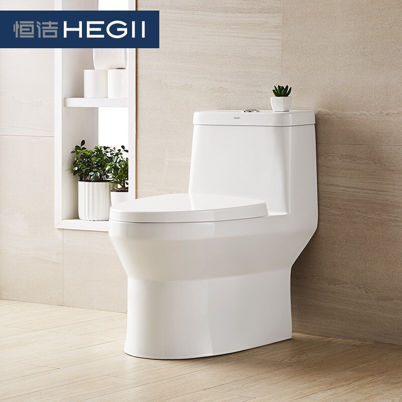 恒洁(HEGII)坐便器HC0163PT 喷射虹吸式 马桶 缓降盖板防臭防堵 节水大冲力连体坐便马桶