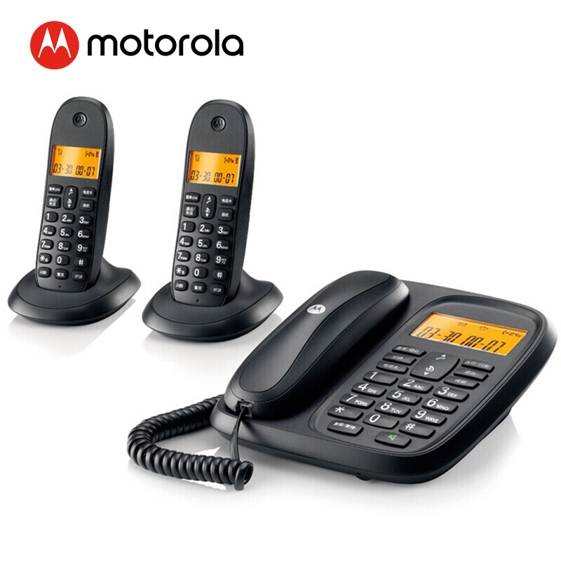 摩托罗拉(MOTOROLA)CL102C数字无绳电话机 无线座机 子母机 办公家用 大屏幕 (黑色) 一拖二高清大图