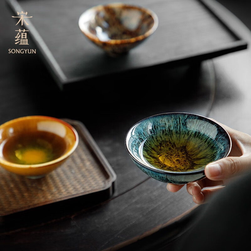 宋蕴 敦煌藻井单杯-蓝-礼盒装 SY052504高清大图