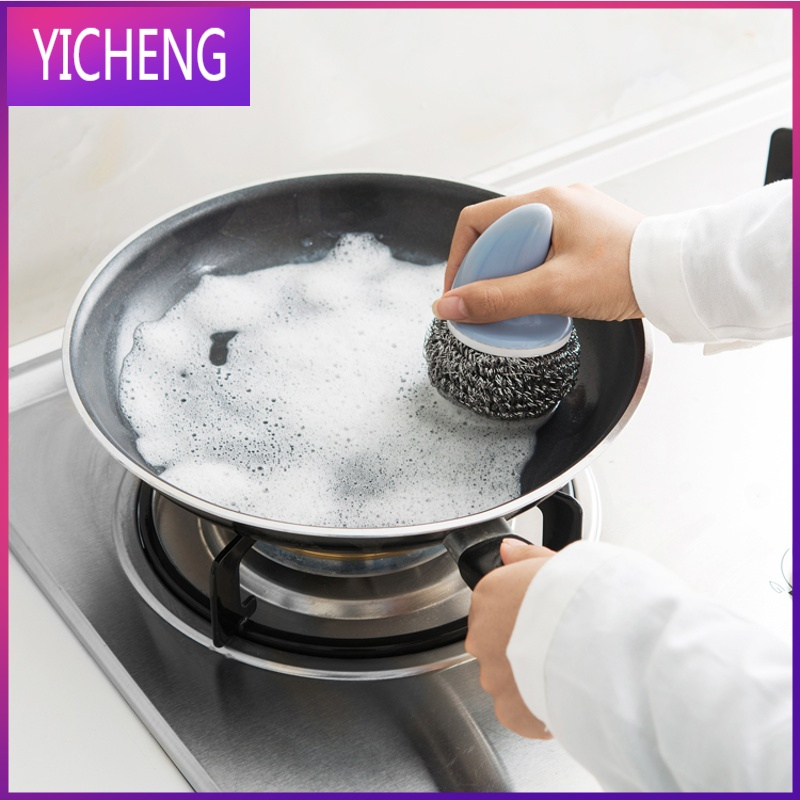 钢丝球刷子带手柄清洁球家用厨房洗碗擦刷洗锅网清洁球